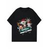 Women Casual T Shirt Black Farm Animals Christmas Car Merry Christmas Farm Print Holiday Party Gift Top