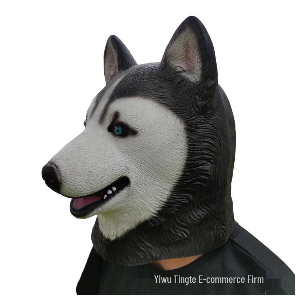 Halloween Wolfdog Shepherd Mask - German Shepherd Husky Latex Headgear for TikTok Style Parties