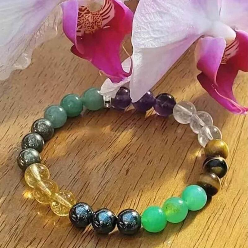 Delicate Green Stone Wealth Bracelet Beautiful Beaded Bracelet Bangles Adornment Ethnic Style Hand String Accessory