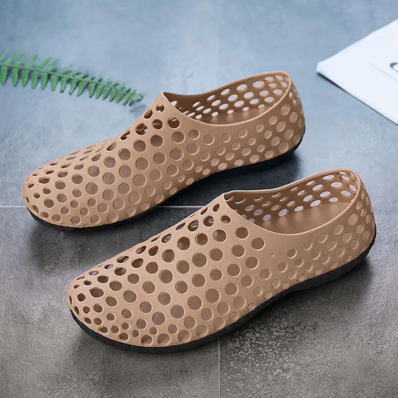 

Flat Men s Sandal Hole Shoes Cheap Liquidation New Arrival Luxury Designer Pvc Clearance Sale Open Toe Original Casual Male Shoe 44