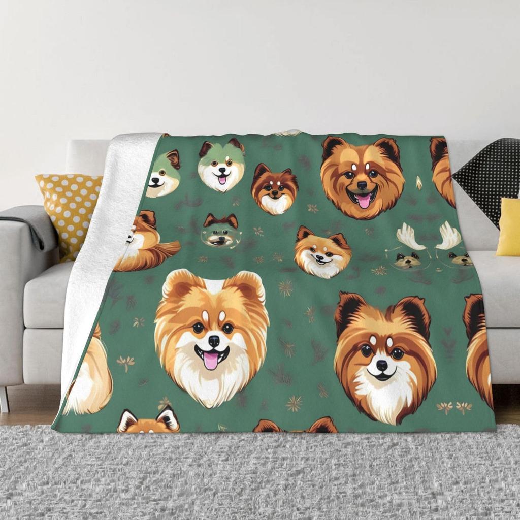 Cute cartoon dog Printed Blanket for Sofa Bed Travel Camping Living Room Office Conditioning Blanket for All Seasons Gifts