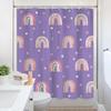 Kids Girls Purple Rainbow Shower Curtain Boho Rainbow Lavender Polka Dots Cartoon Cute Princess Vintage Preppy Girly Bathroom