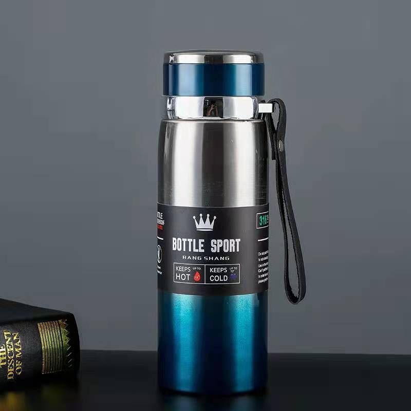 Business Sports Kettle 316 Stainless Steel Thermos Cup, Portable Sling Large Capacity Vacuum Water Cup