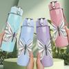 1PC Delicate Butterfly Wing Line Art Print 750ml Color Plastic Sports Water Bottle Leakproof Flip Straw Lid Suitable for Sports Office Home Use