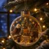 Wedding Celebration Supplies 250th Anniversary USA Christmas Ornament, Light Up Plastic Clear Ball Hanging Decoration with Festive Baubles Bell Train