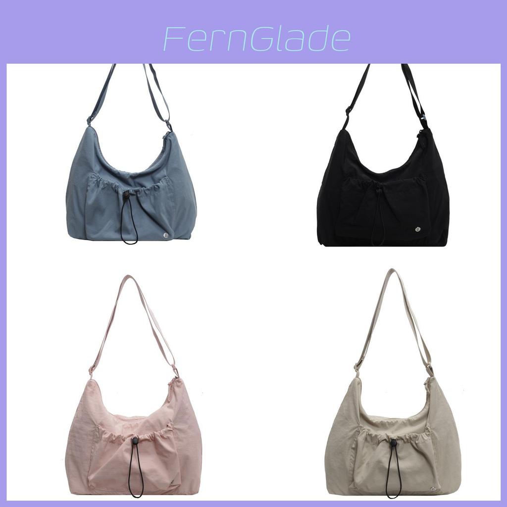 Nylon Shoulder Bag For Women With Wrinkled Dimple Design And Zipper Closure For Casual Travel