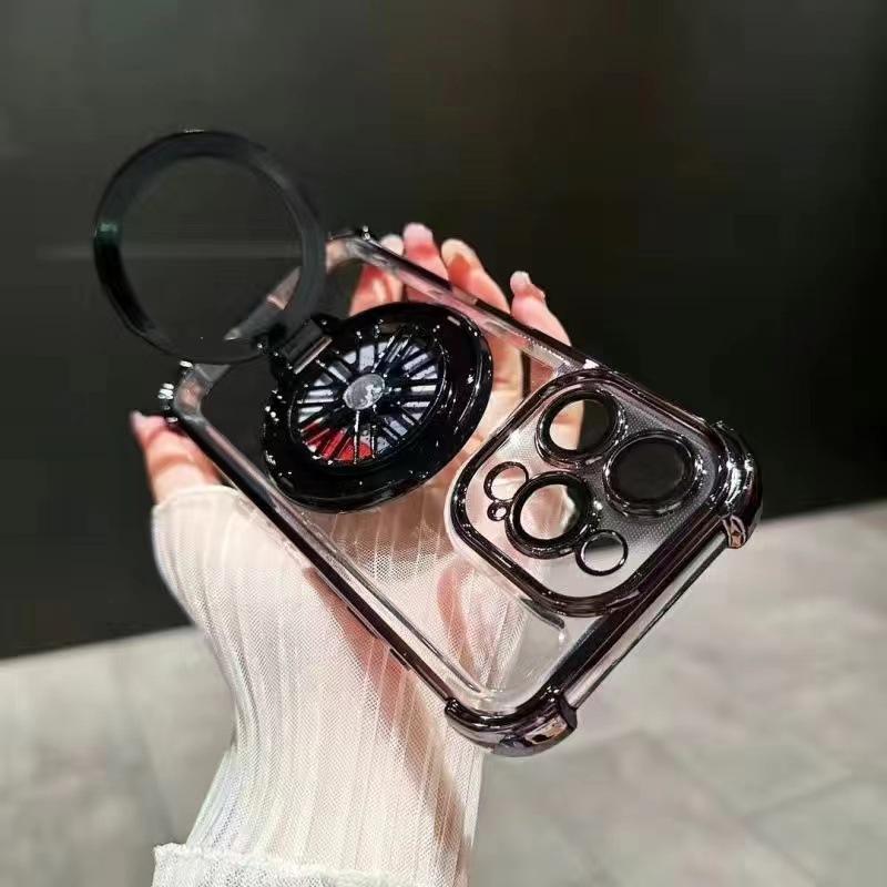 The Apple 16Promax Four-corner Anti-drop Case Is Suitable for IPhone15 Phone Case Electroplated Gyroscope Bracket Protective Cover