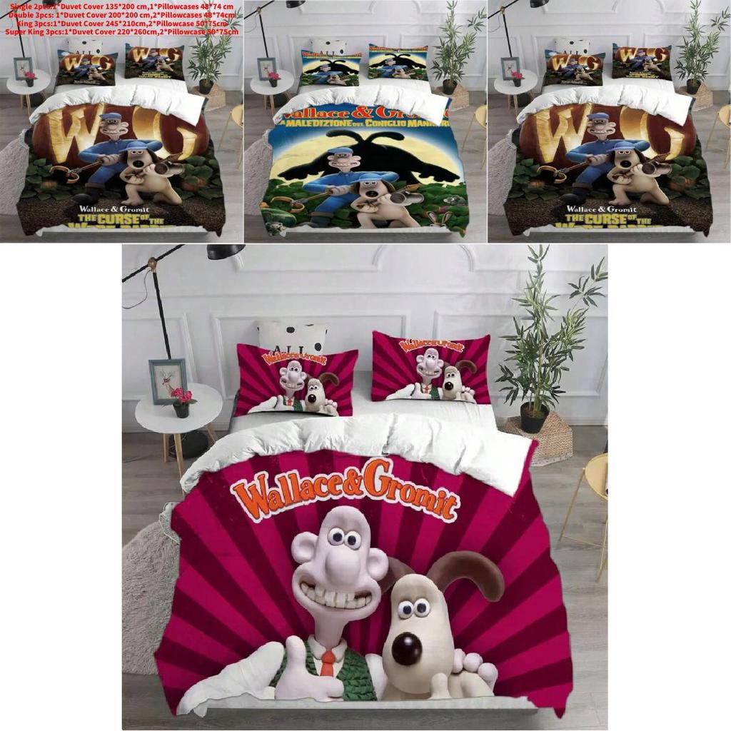 Wallace Gromit Bedding Set With Active Dye Printing For Kids And Adults Bed Cover Set