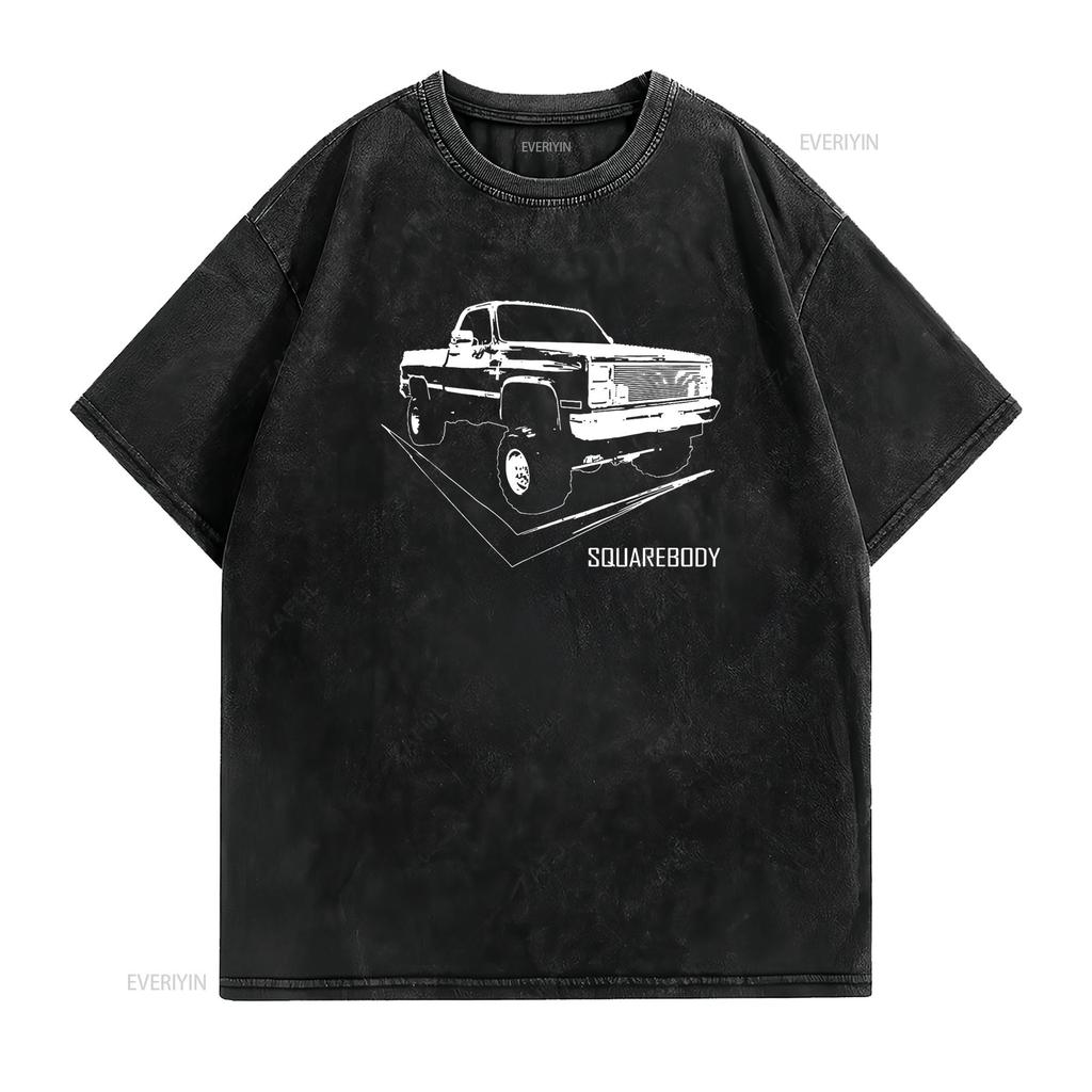 Classic Square Body Truck Squarebody T Shirt Vintage Washed Top For Everyday Wear Stylish Graphic Unisex Slightly Fashion
