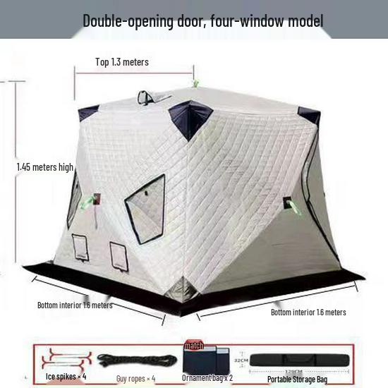 Portable Winter Ice Fishing & Camping Shelter: Thick Cotton-Padded, Windproof, Warm, and Cold Protection Tent