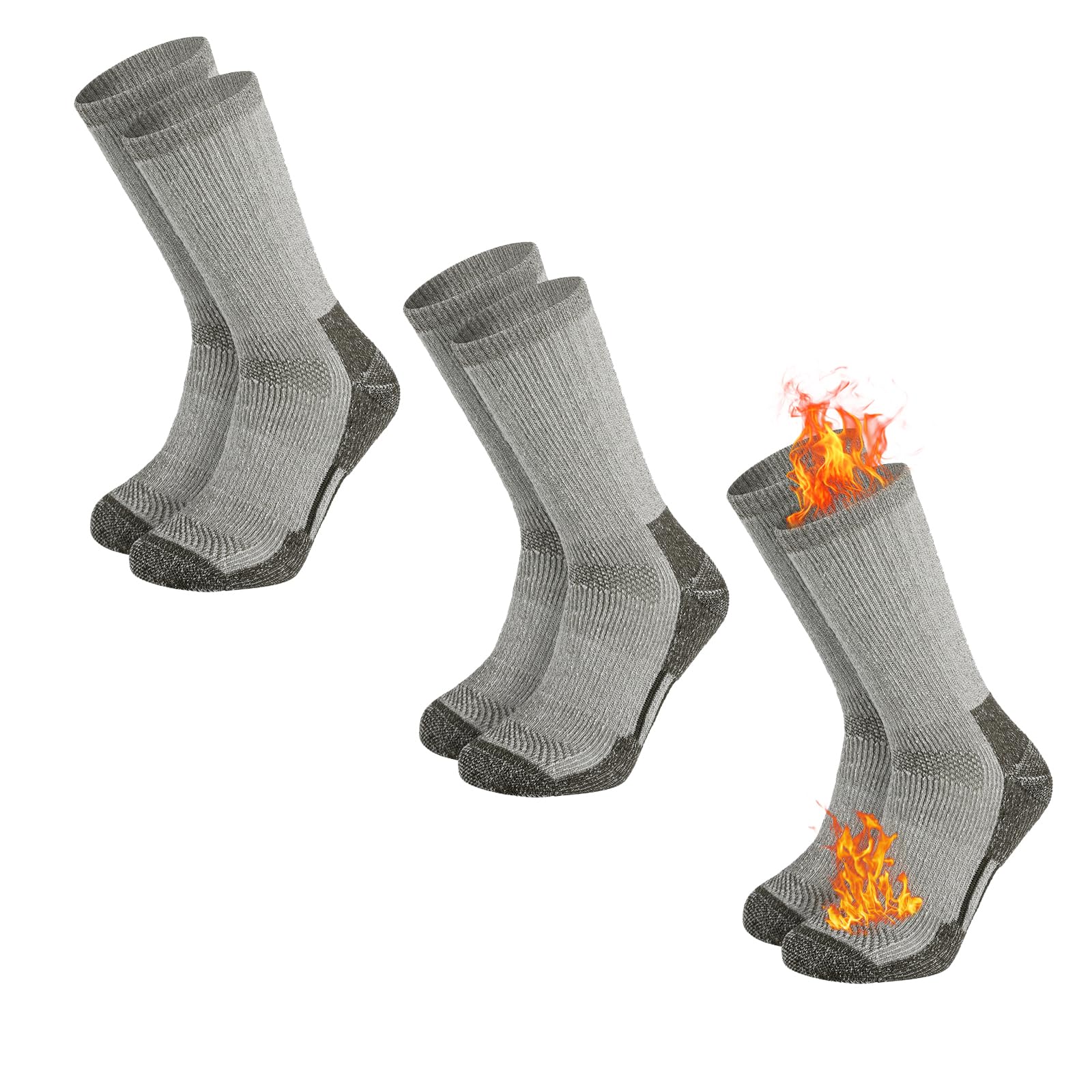 

Мужские шерстяные гольфы Caudlor до колена, толстые и морозостойкие для зимы, идеальные для пеших прогулок, набор из 3 пар, размеры 25-28 см