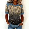 Felpa con Scollo alla Moda da Donna, Patchwork Stile Cowboy, Felpa con Cappuccio Stampata Casual, Top a Maniche Corte