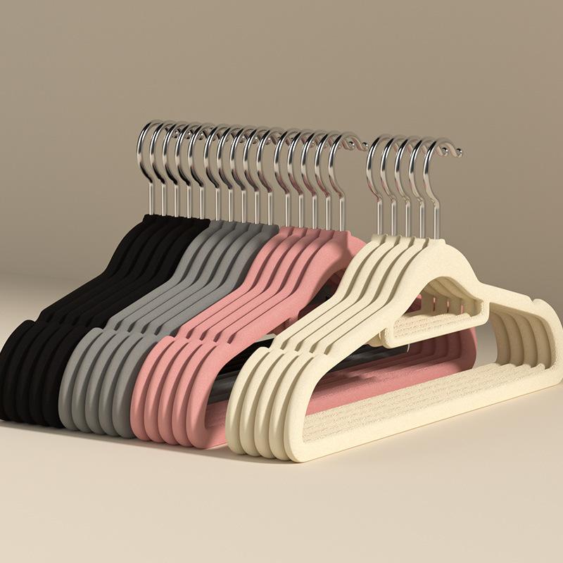 5Pcs flocked non-slip, mark-free clothes hanger, a must-have for dormitories, home use, autumn and winter clothing stores, down jackets, cotton coats