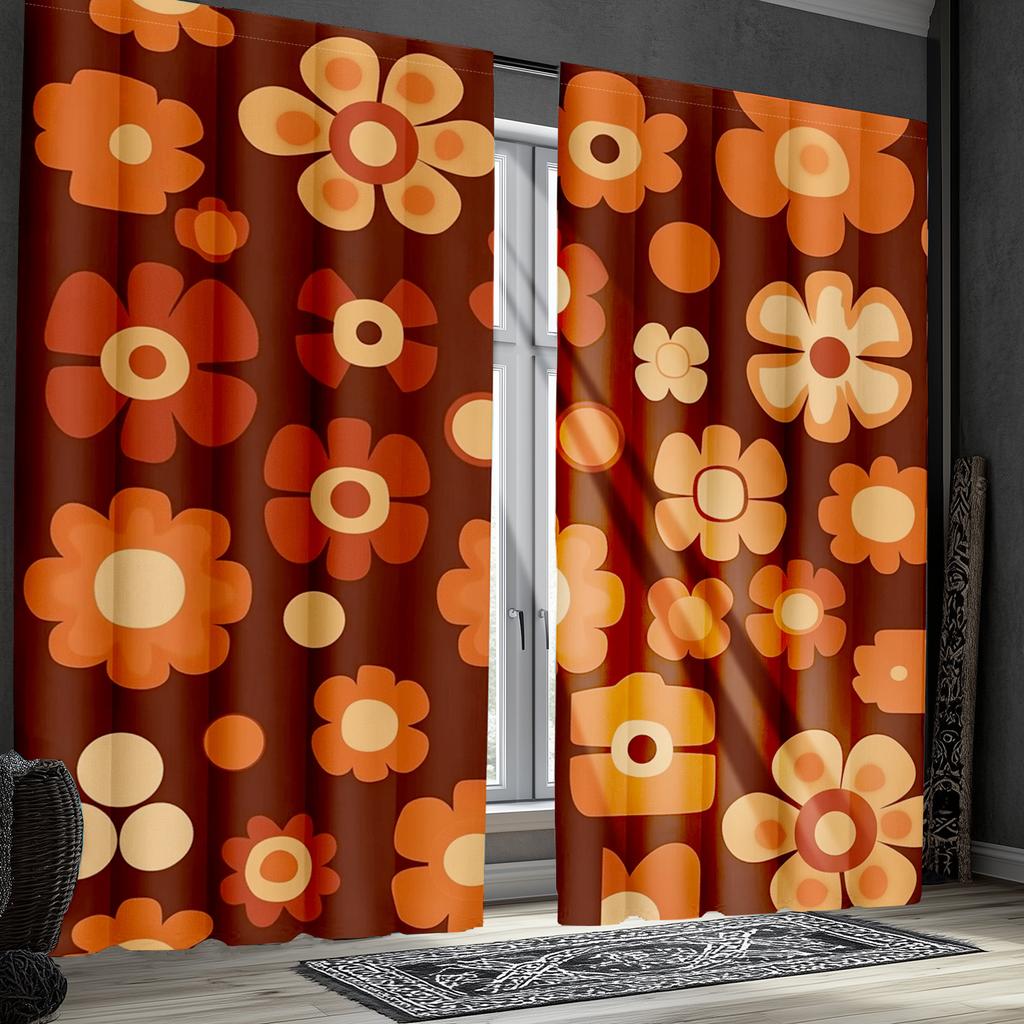 Bohemian Pack Vintage Floral Curtains Polyester Suitable Bedroom Living Room Decoration Curtain Machine Washable Perfect For