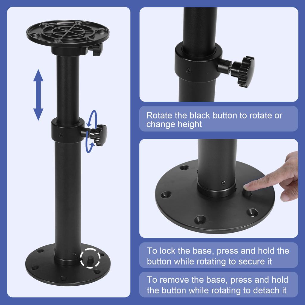 Adjustable Tables Pedestal Mount One-Leg Lifting System Multi-Function Table Base Mount 27.5In for RVs Marine Boat Yacht
