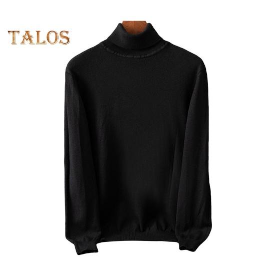 Fall Winter Men Sweater High Collar Knit Thick Elastic Long Sleeves Warm Solid Color Bottoming Knitwear Loose Daily Wear Business Sweater