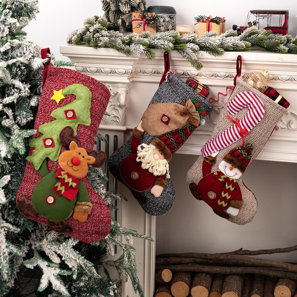 Santa Claus Christmas Socking Large Snowman Christmas Socks Reindeer Gift Bag for Friends Party Hanging Socks