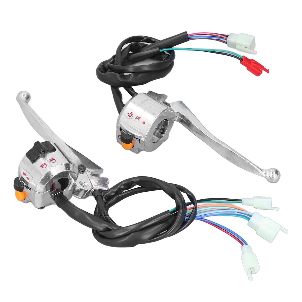 2pcs 22mm Motorcycle Drum Brake Handlebar Switch Left Right Aluminum Alloy Silver Replacement for JH70 JH90