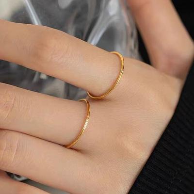 18K Gold Diamond-Studded Ultra-Thin Titanium Ring for Women: Simple, Fashionable, and Durable Design.