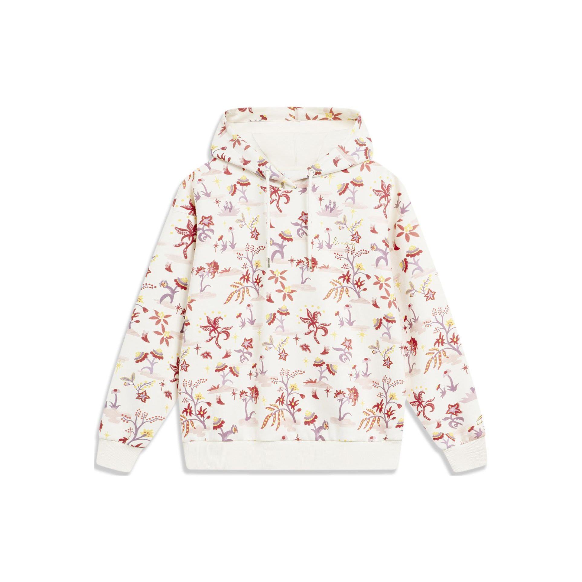 

Li-Ning Full Print Hooded Sweatshirt Women tops Off-White AWDU032-8 M