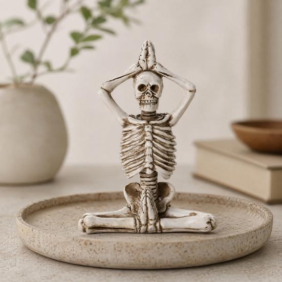 Baizihuahu Halloween Yoga Skeleton Statue, Funny Dead Figure for Party Decor, Resin Gothic Skull Ornament Haunted House, Garden Gift
