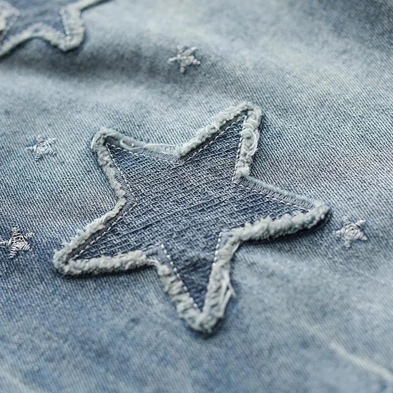Plus Size Vintage Embroidered Women's Cotton Denim Harem Pants, Elastic Waist, Cropped for Spring/Summer