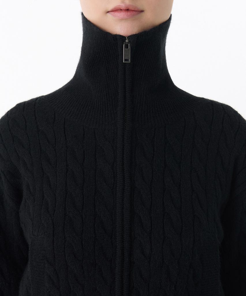 MUSINSA STANDARD WOMAN Women'S Cable Knit Zip-Up [Black]