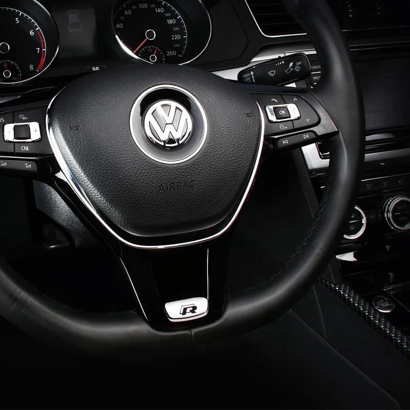 Hot 1Pcs VW Car Steering Wheel Decorative Cover R Line Emblem Sticker For Volkswagen R-Line R GTI Polo T5 T-ROC Golf Passat Scir