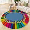 Cartoon Style Round Rug Washable Bedroom Round Area Rugs for Entryway,Soft Living Room Circular Rugs,Geometric Circle Design