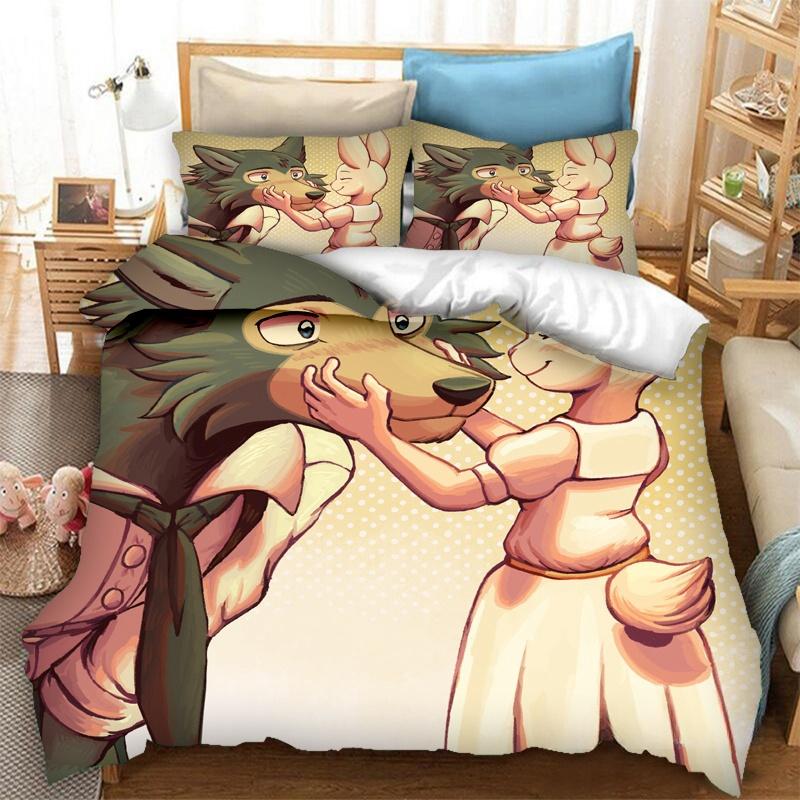 Anime BEASTARS 3D-Druck Bettwäscheset Bettbezüge Kissenbezüge 2/3-teilig Bettdecke Bettwäschesets Bettwäsche Bettwäsche Heimtextilien