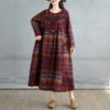 Dimanaf 2025 Women Plus Size Spring Long Dress Loose Basic Printing Vintage Casual Floral Oversize Long Sleeve Maxi