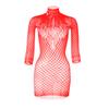 Women's Long Sleeve Bodycon Mini Dress Mock Neck Hollow Out Sheer Mesh Cover Up Dress Backless Erotic Clothes