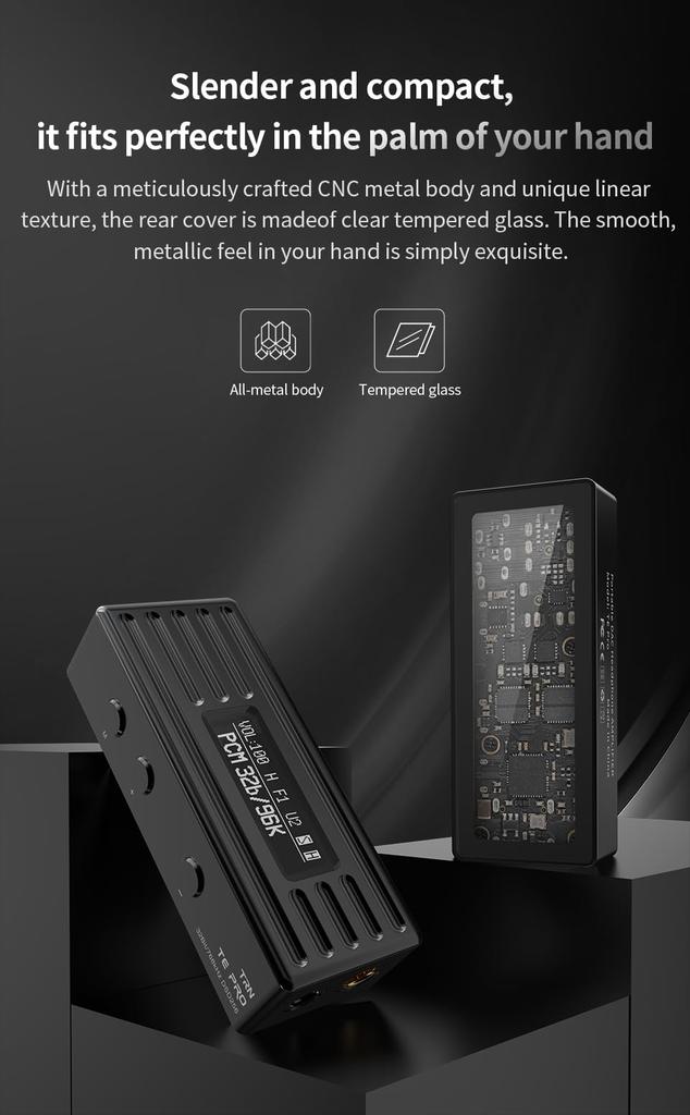 TRN TE Pro Kompakter Smartphone-Verstärker CS43198 Tragbarer Kopfhöreranschlussverstärker, DAC, [High-Resolution-Unterstützung] 32-Bit/768kHz DSD256, Chip, Verstärker,