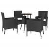 VidaXL Ensemble de bistro de jardin 5 pcs coussins noir poly rotin, ensemble de bistrot, ensemble de bistrot extérieur, 3187433
