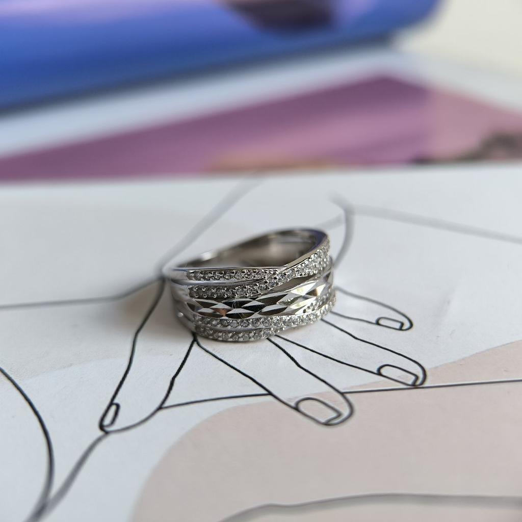 Silver Ring with Cubic Zirconia, Product Weight 3.49 G (2185659)