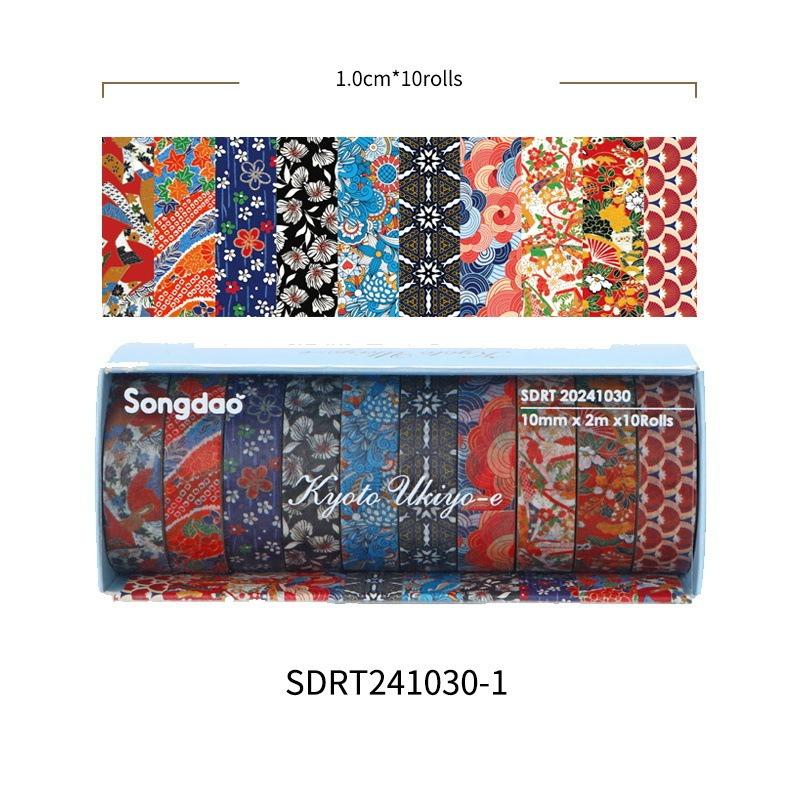 

Retro Ukiyoe Wax Paper Tape Diy Decorative Material Handbook Tapes Stationery Supplies