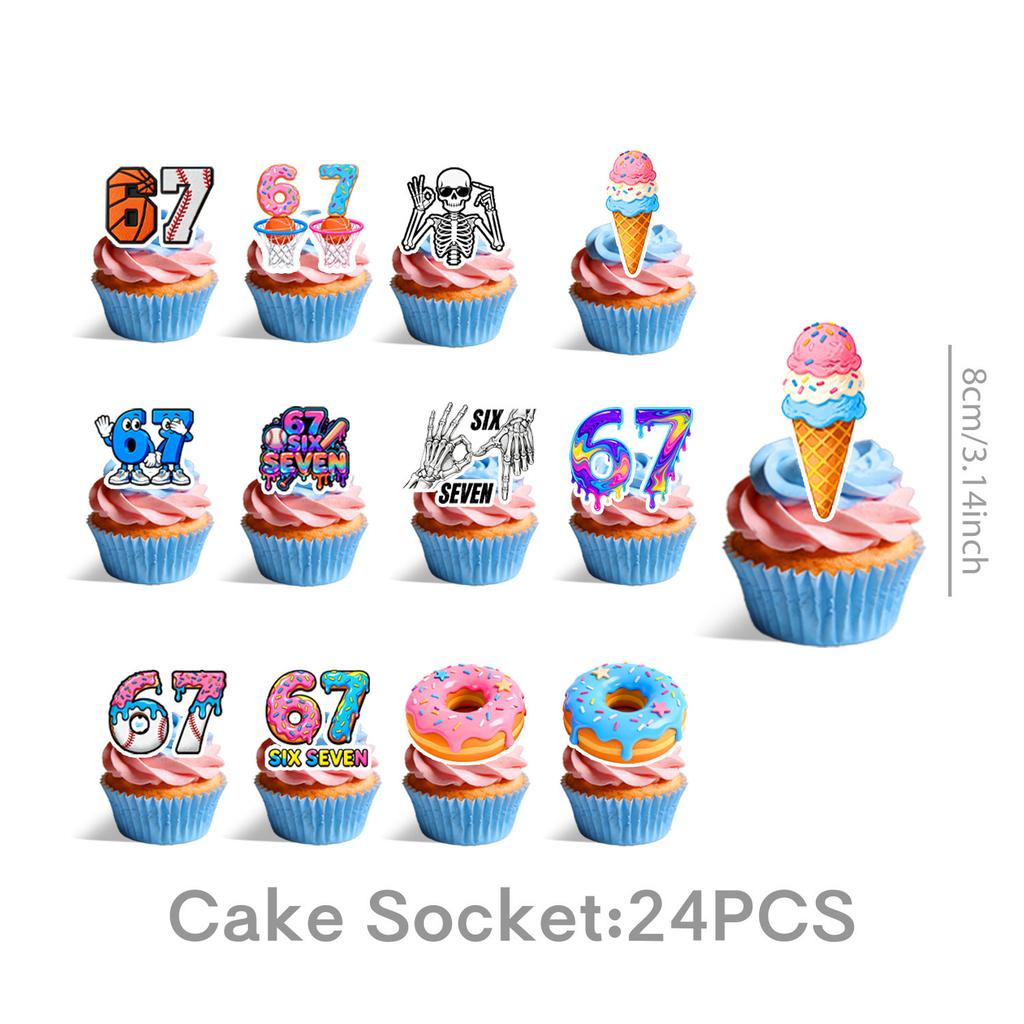 Baseball Donut Ice Cream 67 Theme Birthday Party Decoration 67 Balloon Banner Cake Topper Party Supplies For Birthday Gifts
