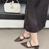 New Summer Elegant Pointed Toe Outside Beach Mid-heeled Slippers Fashionable Comfortable Casual Buckle Work Slippers for Women