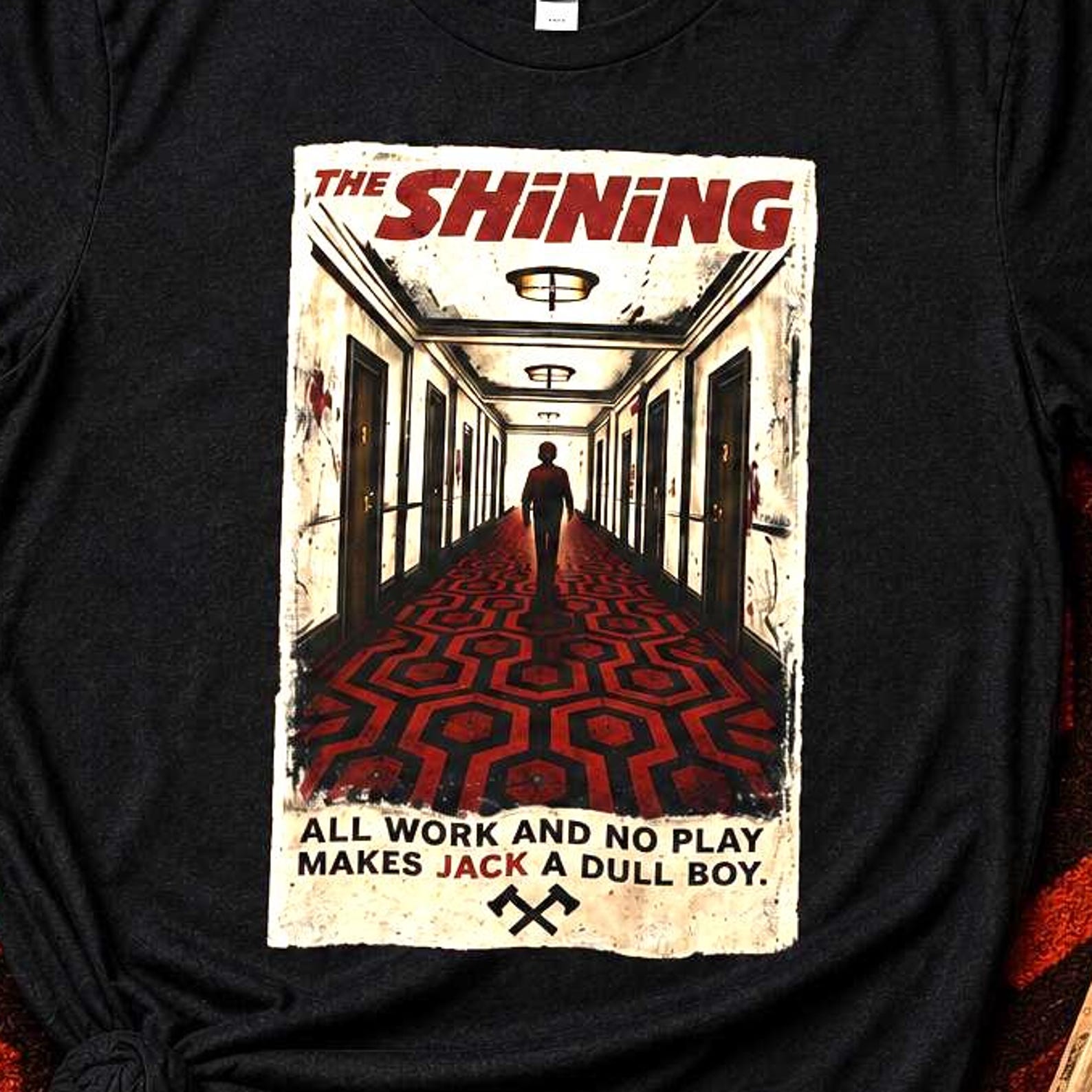 Vintage Haunted Hotel Shirt | Psychological Horror Graphic Tee | Retro Haunted Hallway T-Shirt | Dark Horror Movie Inspired Apparel S