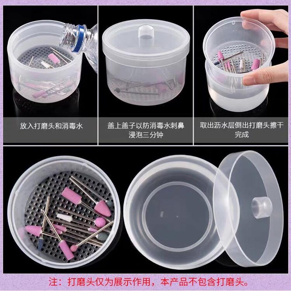 4 Color Disinfection Storage Box Nail Accessories Clean Sterilizer Soak Bowl Container 1Box Round Nail Tool Cleaning Box