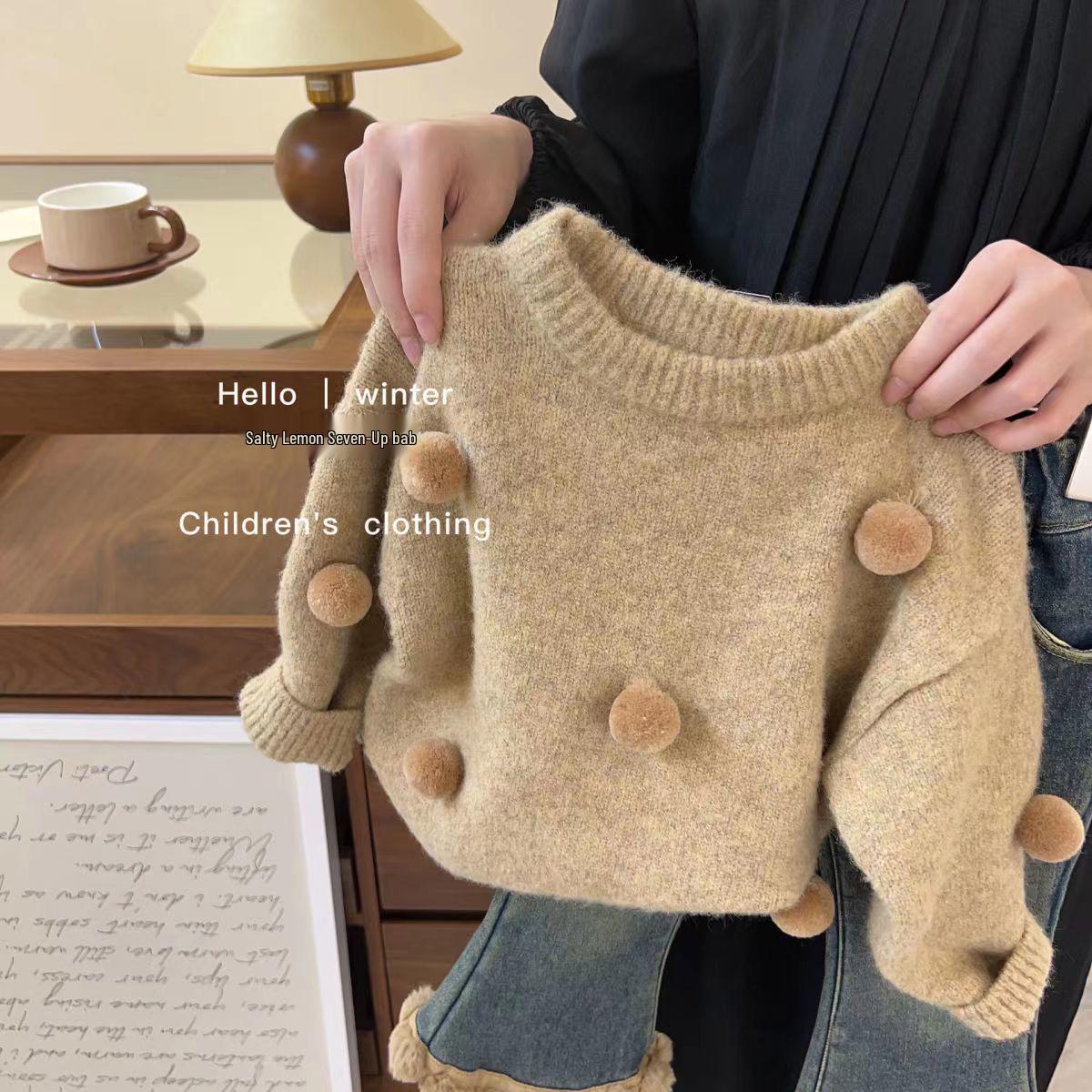 

2024 Winter Fashion: Girls Knitted Sweater Two-Piece Set Size 100