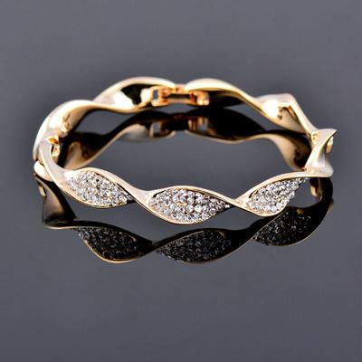 Pulseiras de Luxo com Pedras de Zircônia Cúbica Cor Ouro Rosa Prata Bracelete Aberto Joias Femininas da Moda 263 KO1
