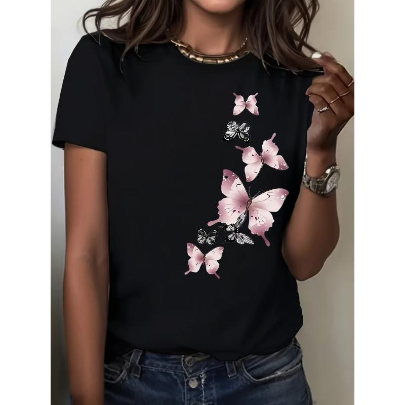European Size Women'S Summer Trendy Versatile Outdoor Breathable Soft Comfort T-Shirt with Heat-Transfer Print | Casual Style, Floral Pattern