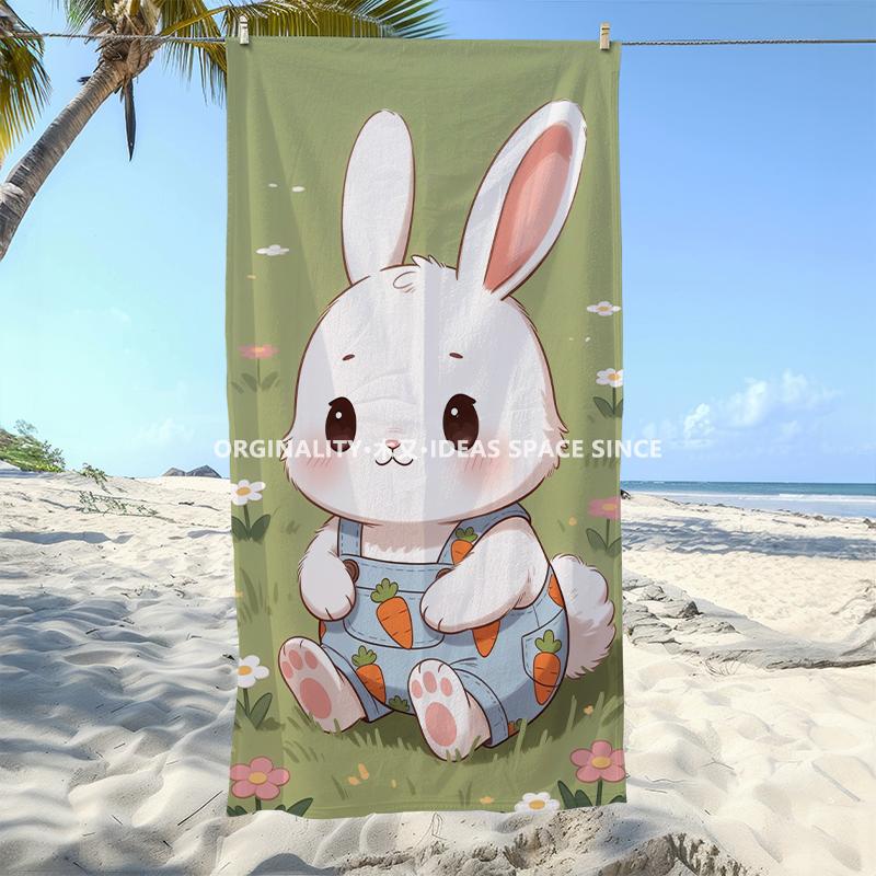 Cartoon Carrot Bunny Beach Towel Patterned Sunscreen And Windproof Suitable For Swimming Pool Camping Travel Blanket