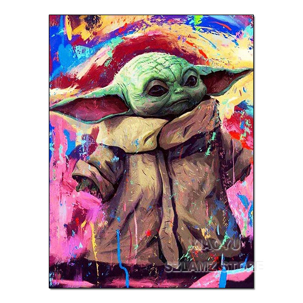 Diamond Painting Yoda Rhinestone Picture Cartoon Full Round Drill Mosaic Embroidery Mandalorian Home Decor Gift