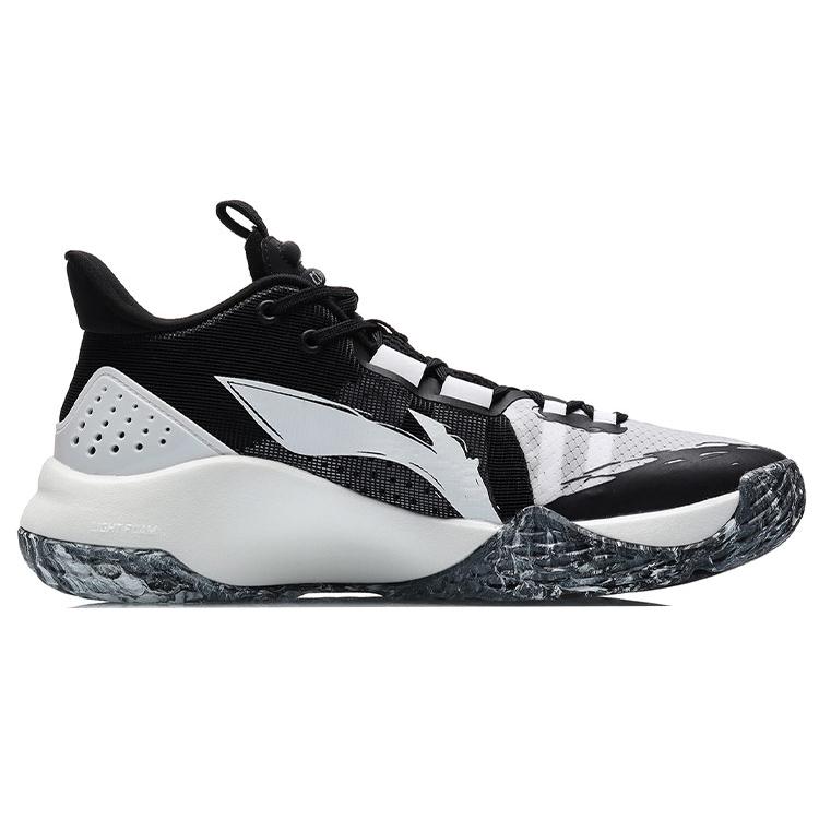LiNing Combat Low Cushioning Anti-Slip And Wear-Resistant Low-Top Basketball Shoes Black White ABPR027-3