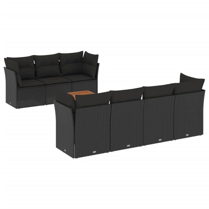 VidaXL Garden Lounge Set with Cushions 8 Pcs, Patio Sofas, Patio Furniture Set, Outdoor Furniture, Black 3255831