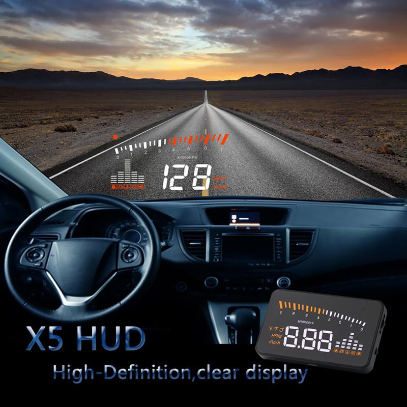 Автомобильный проекционный дисплей OBD2 X5 HUD Спидометр Температура воды Цифровой бортовой компьютер Проектор на лобовое стекло Автоаксессуары