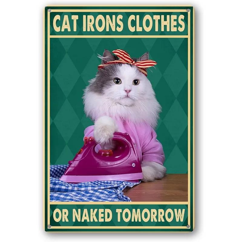 Funny Cat Decor Metal Tin Signs I Do What Want Cute Cats Posters Wall Art Sign for Aesthetics Bathroom Garden Home Decoration