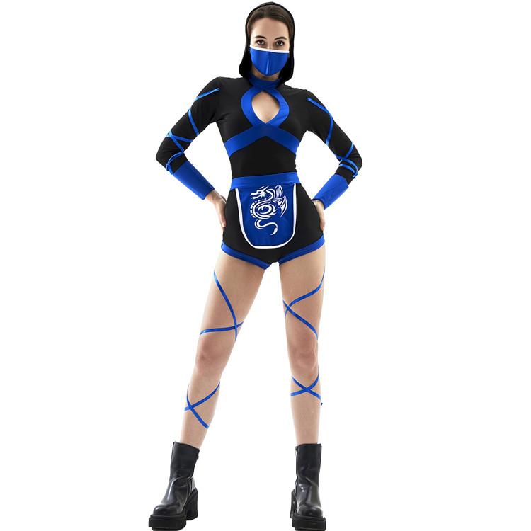 Hot Women Adult Sexy Ninja Costume Anime Dragon Samurai Ninja Cosplay Jumpsuit Uniform Sexy Suit S синий